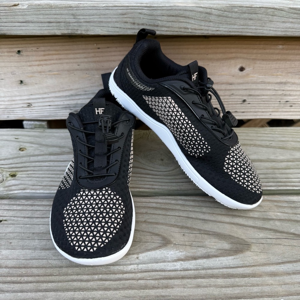 Hike Barefoot HF Cloud Sneakers Lightweight Mesh Black Tan Lace Up Women's 7.5